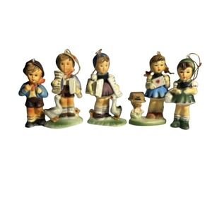 Lot of‎ 5 Figurine Ornaments, Hummel-Style Cherubic Kids,  Vintage Hong Kong